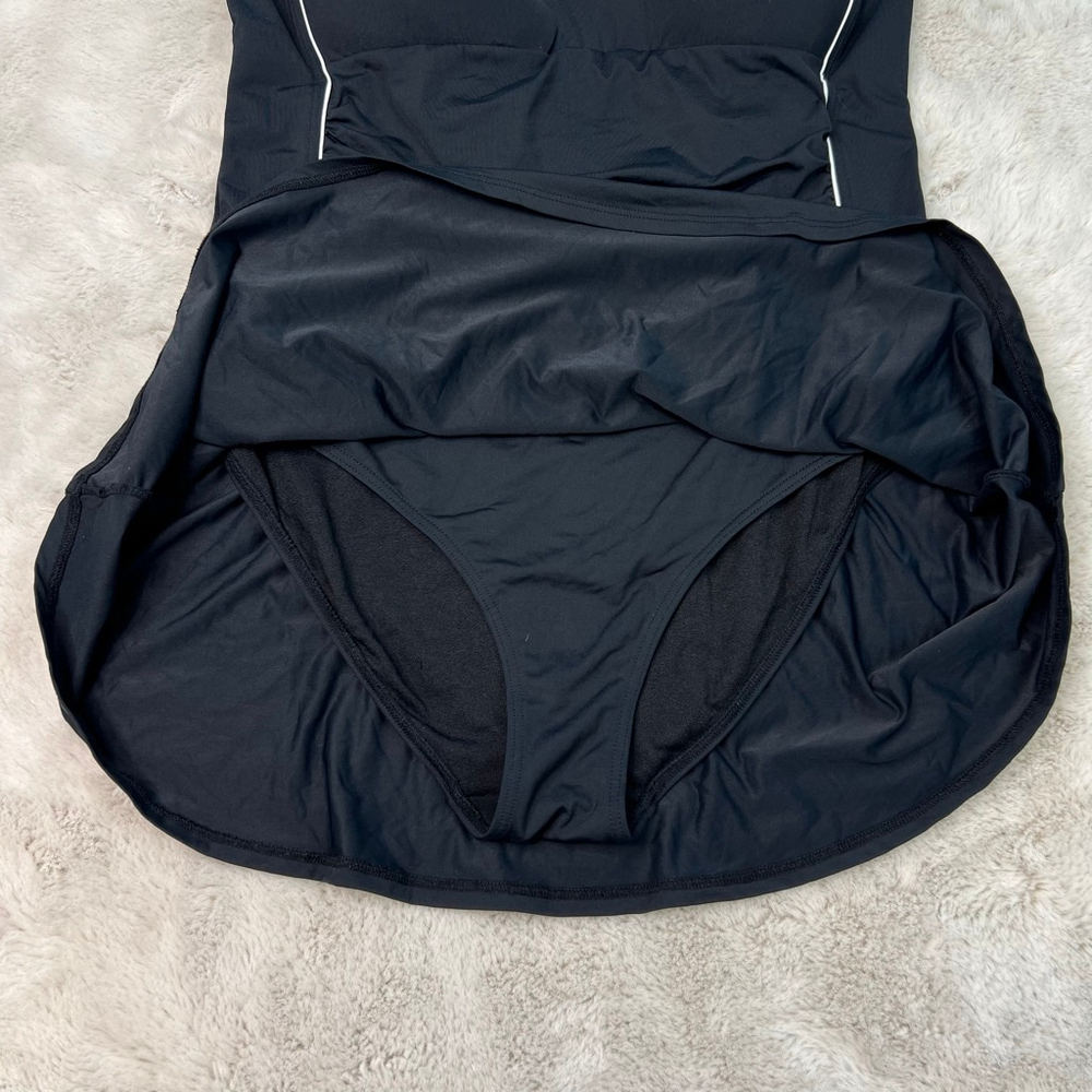 NIPTUCK Swimsuit One Piece Size US 12 Black Slimming Skirt Peplum Built in Bra - Picture 9 of 15